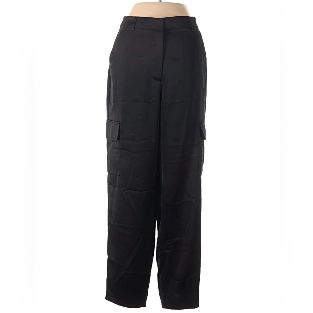 Nicole Miller Black Satin Cargo Pants - XL NWT